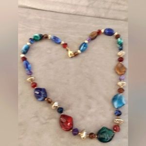 Jewel Tone Beaded Necklace, 24" 🆕